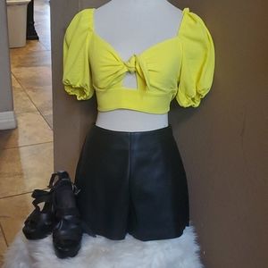 Faux leather high waisted shorts
